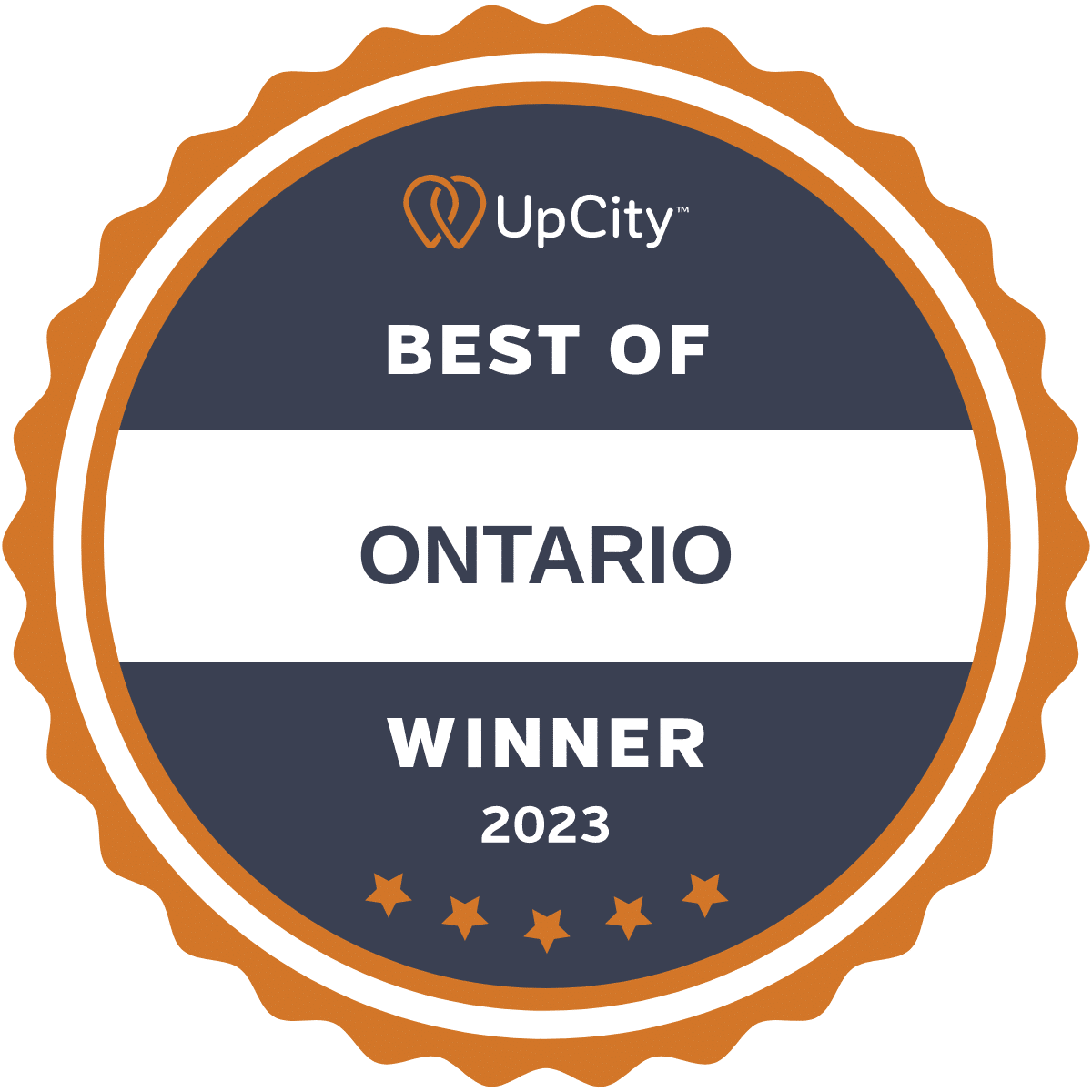 A Badge With The Words &Quot;Best Of Ontario&Quot; Winner 2020, Showcasing Exceptional Toronto Web Design.
