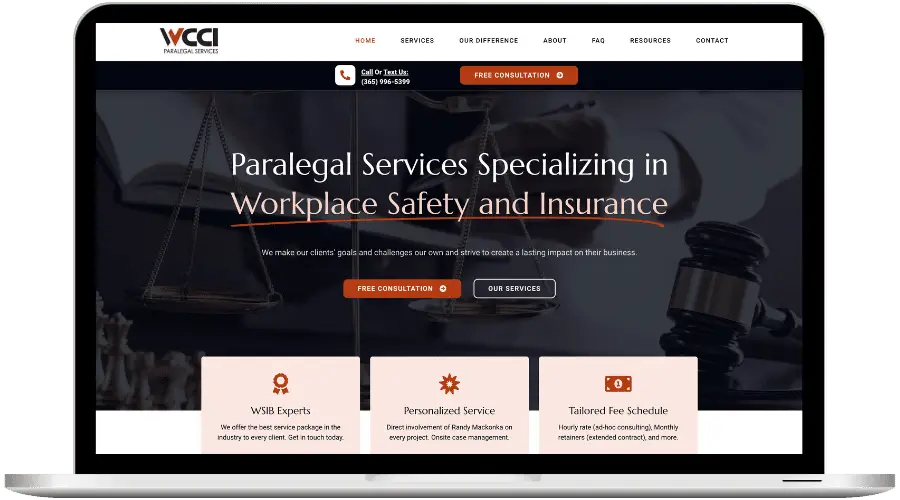 A Website Mockup Of A Paralegal Website By Consensus Creative Web Design Agency In Toronto