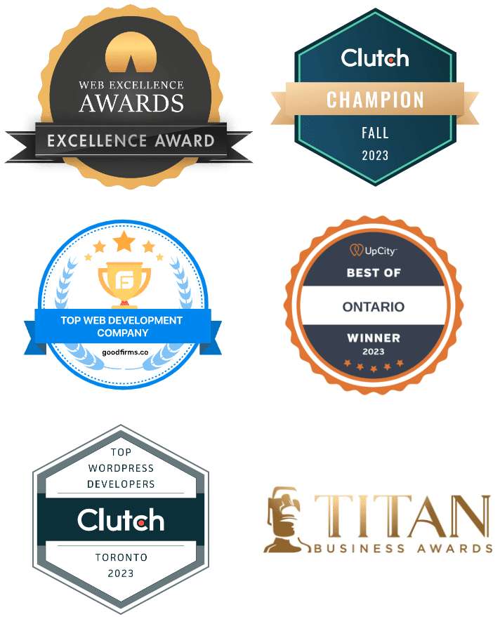 Award Logos Showing Awards Won By Consensus Creative Web Design And Development Agency In Canada And Internationally