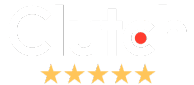 The Clutch Logo With Five Stars On It, Representing A Web Design And Development Company Based In Toronto.