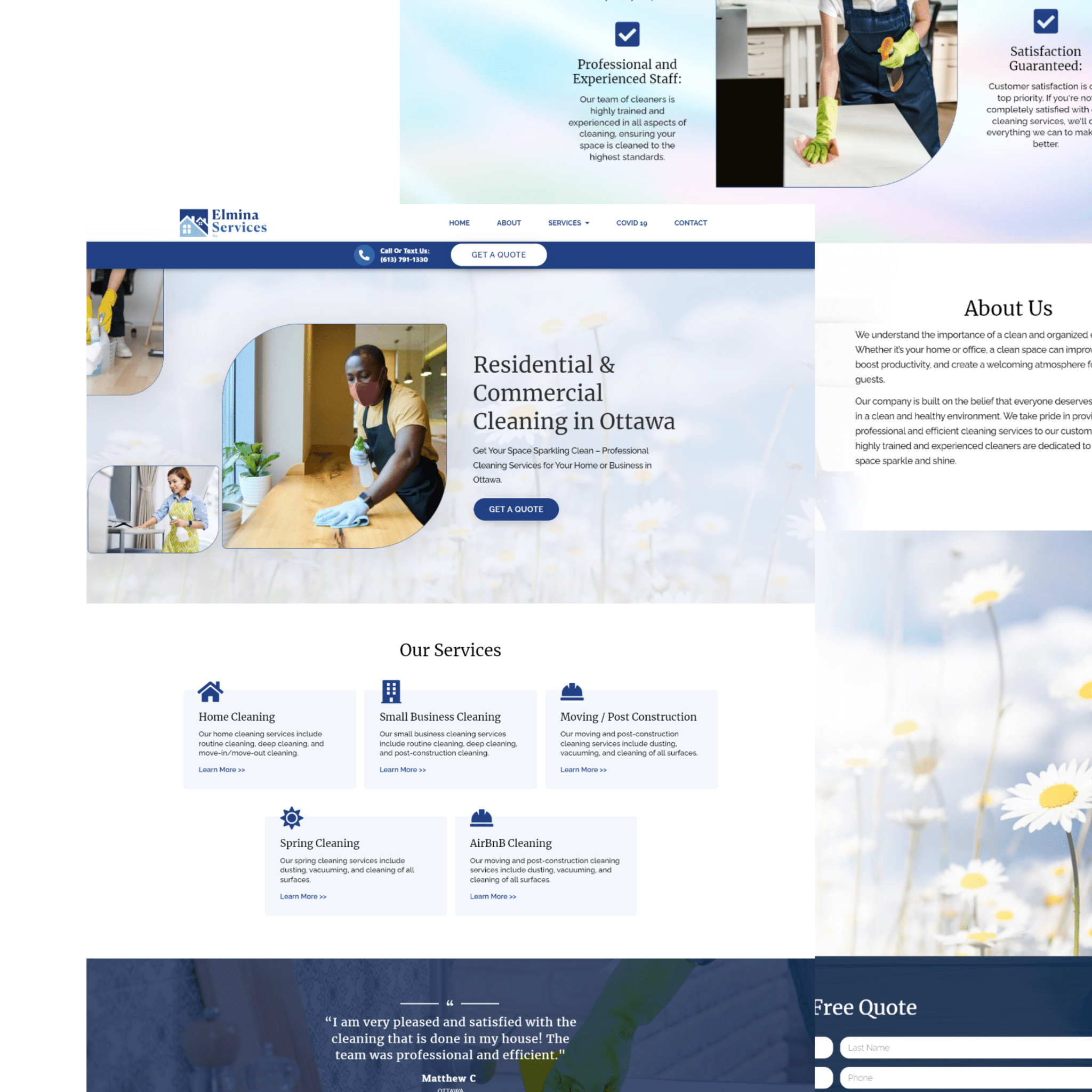 A website design for a cleaning company.