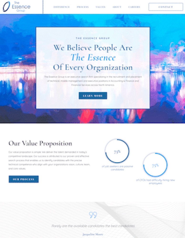 A Toronto Web Design Company Developing A Blue And White Website Design For A Business.