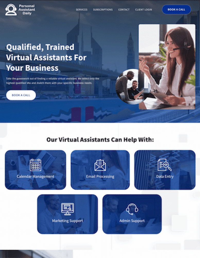 A Virtual Assistant Company's Website Showcasing Toronto Web Design Expertise.