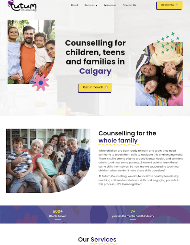 A Toronto Web Design For A Children's And Family Counseling Service.